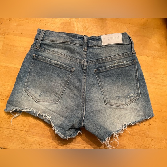 Pistola Women’s Tuxedo Stripe Blue Denim Jean Distressed Shorts Size 25. - Picture 5 of 6